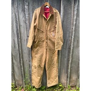 Carhartt Coveralls Mens No Size Quilt Lined Duck Canvas Brown Insulated READ